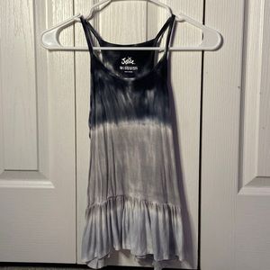 Justice girls blue tie die high neck spaghetti strap tank top.
